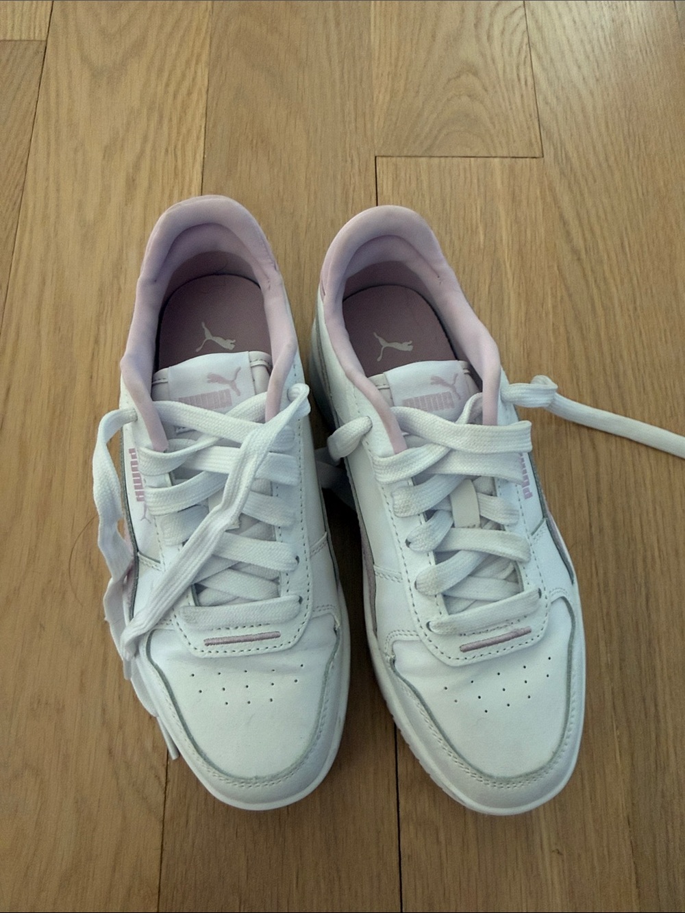 Puma White Sneakers with Pale Pink Accents